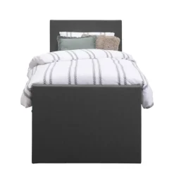 1-Persoons Boxsprings-Leen Bakker Boxspring met opbergruimte en voetbord Liv egaal - antraciet - 90x200cm