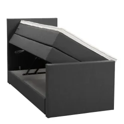 1-Persoons Boxsprings-Leen Bakker Boxspring met opbergruimte en voetbord Liv egaal - antraciet - 90x200cm