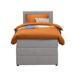 Leen Bakker Boxspring met opbergruimte Liv geblokt - lichtgrijs - 90x200 cm