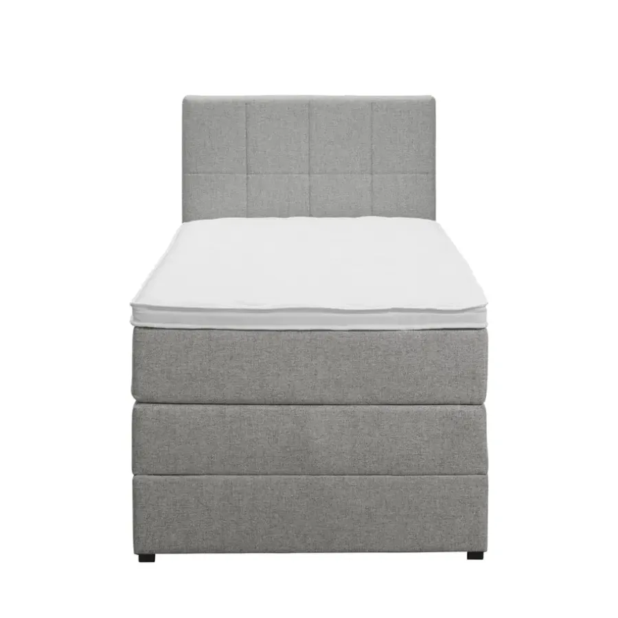 Leen Bakker Boxspring met opbergruimte Liv geblokt - lichtgrijs - 90x200 cm