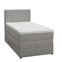 Leen Bakker Boxspring met opbergruimte Liv geblokt - lichtgrijs - 90x200 cm