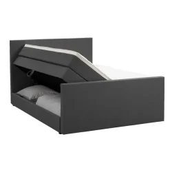Leen Bakker Boxspring met opbergruimte en voetbord Liv egaal - antraciet - 180x200cm