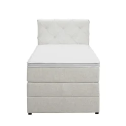 1-Persoons Boxsprings-Leen Bakker Boxspring met opbergruimte Liv geruit - ecru - 90x200 cm