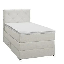 1-Persoons Boxsprings-Leen Bakker Boxspring met opbergruimte Liv geruit - ecru - 90x200 cm