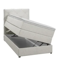 1-Persoons Boxsprings-Leen Bakker Boxspring met opbergruimte Liv geruit - ecru - 90x200 cm