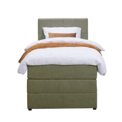 Leen Bakker Boxspring met opbergruimte Liv geblokt - groen - 90x200 cm