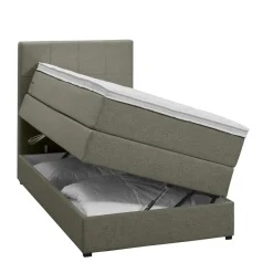 Leen Bakker Boxspring met opbergruimte Liv geblokt - groen - 90x200 cm