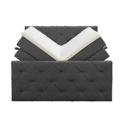 Leen Bakker Boxspring met opbergruimte en voetbord Liv geruit - antraciet - 160x200cm