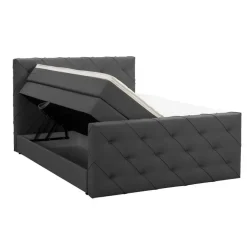 Leen Bakker Boxspring met opbergruimte en voetbord Liv geruit - antraciet - 160x200cm