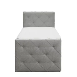 Leen Bakker Boxspring met opbergruimte en voetbord Liv geruit - lichtgrijs - 90x200cm