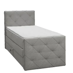 Leen Bakker Boxspring met opbergruimte en voetbord Liv geruit - lichtgrijs - 90x200cm