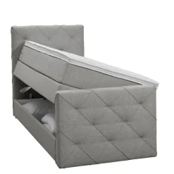 Leen Bakker Boxspring met opbergruimte en voetbord Liv geruit - lichtgrijs - 90x200cm