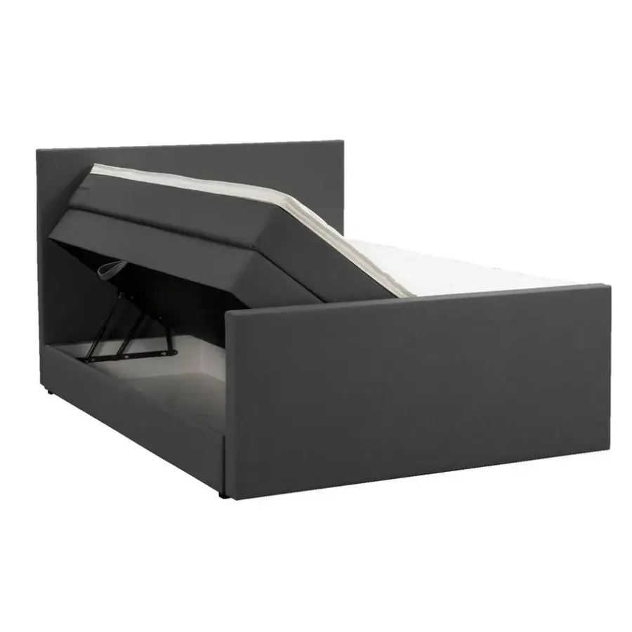 Leen Bakker Boxspring met opbergruimte en voetbord Liv egaal - antraciet - 140x200cm