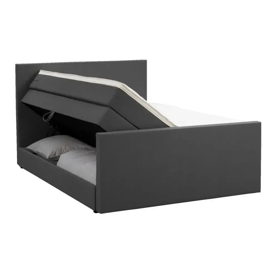 Leen Bakker Boxspring met opbergruimte en voetbord Liv egaal - antraciet - 140x200cm