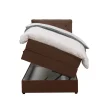 Leen Bakker Boxspring met opbergruimte Liv geruit - bruin - 90x200 cm