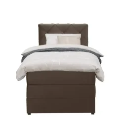 Leen Bakker Boxspring met opbergruimte Liv geruit - bruin - 90x200 cm