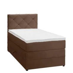 Leen Bakker Boxspring met opbergruimte Liv geruit - bruin - 90x200 cm