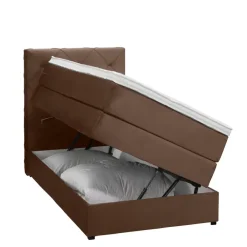 Leen Bakker Boxspring met opbergruimte Liv geruit - bruin - 90x200 cm