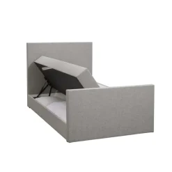 Leen Bakker Boxspring met opbergruimte en voetbord Liv egaal - lichtgrijs - 120x200cm