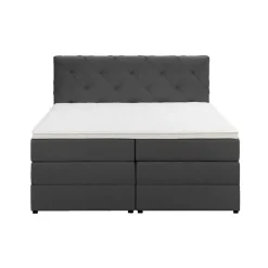 2-Persoons Boxsprings-Leen Bakker Boxspring met opbergruimte Liv geruit - antraciet - 140x200 cm