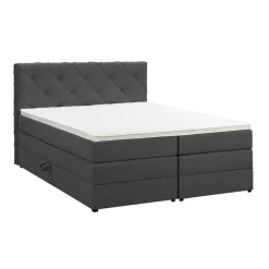 2-Persoons Boxsprings-Leen Bakker Boxspring met opbergruimte Liv geruit - antraciet - 140x200 cm