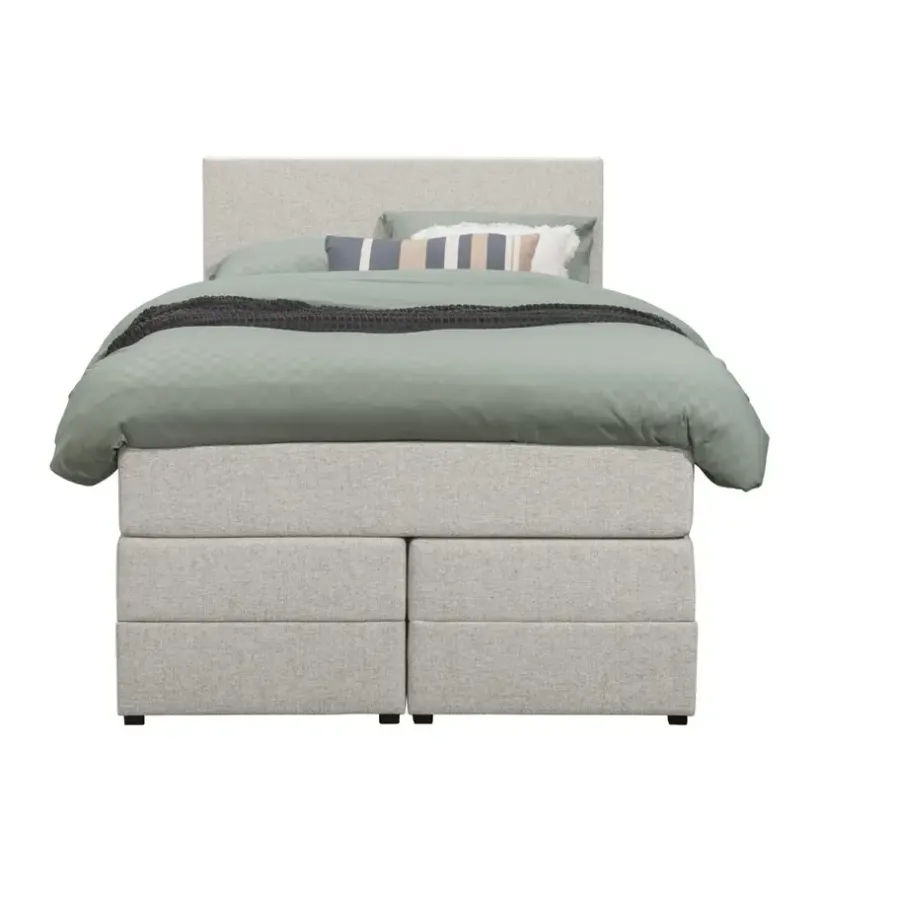 1-Persoons Boxsprings-Leen Bakker Boxspring met opbergruimte Liv egaal - ecru - 120x200 cm