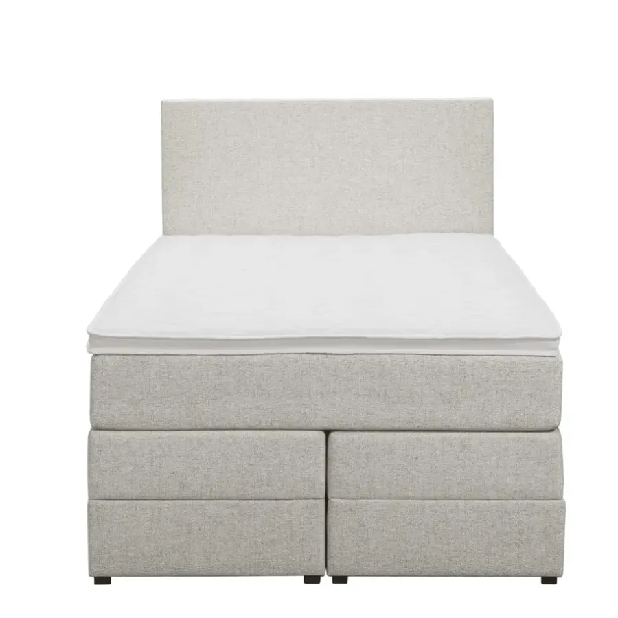 1-Persoons Boxsprings-Leen Bakker Boxspring met opbergruimte Liv egaal - ecru - 120x200 cm