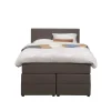 1-Persoons Boxsprings-Leen Bakker Boxspring met opbergruimte Liv geblokt - donkerbruin - 120x200 cm