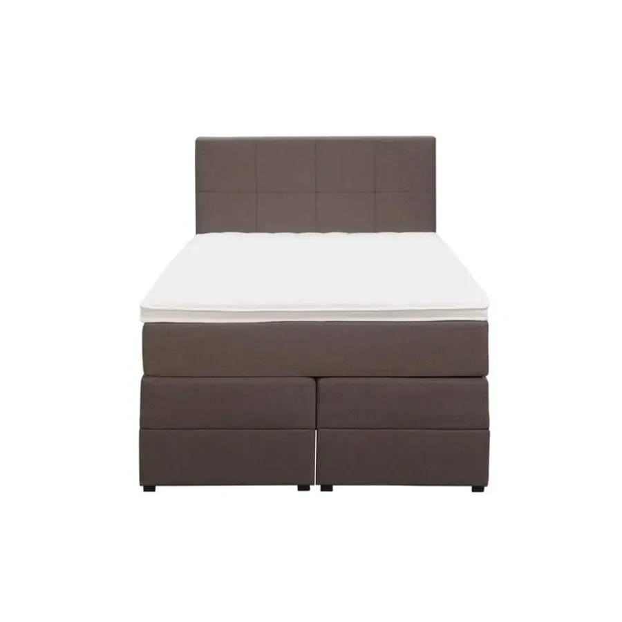 1-Persoons Boxsprings-Leen Bakker Boxspring met opbergruimte Liv geblokt - donkerbruin - 120x200 cm