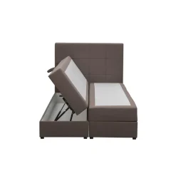 1-Persoons Boxsprings-Leen Bakker Boxspring met opbergruimte Liv geblokt - donkerbruin - 120x200 cm