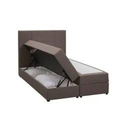 1-Persoons Boxsprings-Leen Bakker Boxspring met opbergruimte Liv geblokt - donkerbruin - 120x200 cm