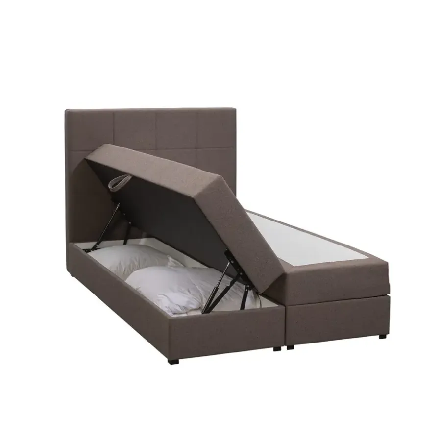 1-Persoons Boxsprings-Leen Bakker Boxspring met opbergruimte Liv geblokt - donkerbruin - 120x200 cm