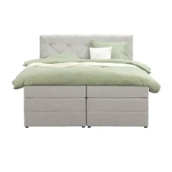 2-Persoons Boxsprings-Leen Bakker Boxspring met opbergruimte Liv geruit - ecru - 140x200 cm