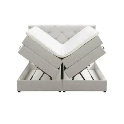 2-Persoons Boxsprings-Leen Bakker Boxspring met opbergruimte Liv geruit - ecru - 140x200 cm
