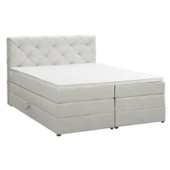 2-Persoons Boxsprings-Leen Bakker Boxspring met opbergruimte Liv geruit - ecru - 140x200 cm