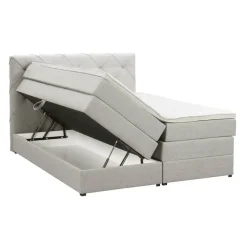 2-Persoons Boxsprings-Leen Bakker Boxspring met opbergruimte Liv geruit - ecru - 140x200 cm