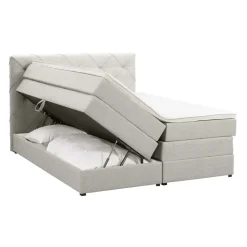 2-Persoons Boxsprings-Leen Bakker Boxspring met opbergruimte Liv geruit - ecru - 140x200 cm