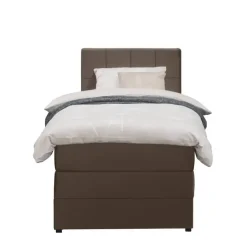 1-Persoons Boxsprings-Leen Bakker Boxspring met opbergruimte Liv geblokt - bruin - 90x200 cm