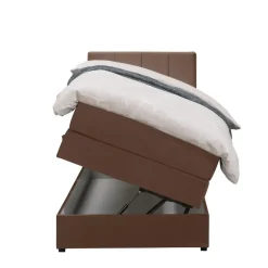 1-Persoons Boxsprings-Leen Bakker Boxspring met opbergruimte Liv geblokt - bruin - 90x200 cm