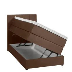 1-Persoons Boxsprings-Leen Bakker Boxspring met opbergruimte Liv geblokt - bruin - 90x200 cm