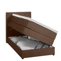 1-Persoons Boxsprings-Leen Bakker Boxspring met opbergruimte Liv geblokt - bruin - 90x200 cm