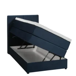 1-Persoons Boxsprings-Leen Bakker Boxspring met opbergruimte Liv geblokt - blauw - 90x200 cm