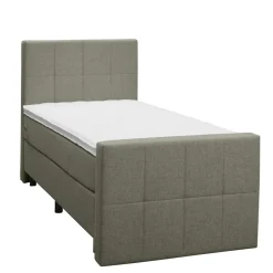 1-Persoons Boxsprings-Leen Bakker Boxspring met voetbord Liv geblokt - groen - 90x200 cm - ronde poot