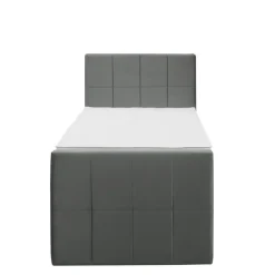 1-Persoons Boxsprings-Leen Bakker Boxspring met voetbord Liv geblokt - grijs - 90x200 cm - ronde poot