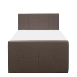 1-Persoons Boxsprings-Leen Bakker Boxspring met voetbord Liv geblokt - donkerbruin - 120x200 cm - slanke poot