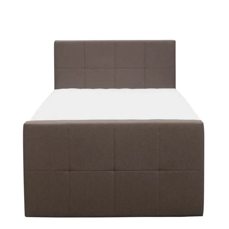 1-Persoons Boxsprings-Leen Bakker Boxspring met voetbord Liv geblokt - donkerbruin - 120x200 cm - slanke poot