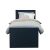 1-Persoons Boxsprings-Leen Bakker Boxspring met voetbord Liv egaal - blauw - 90x200 cm - ronde poot