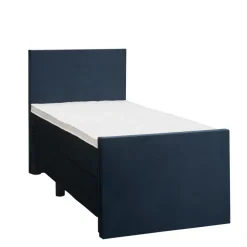 1-Persoons Boxsprings-Leen Bakker Boxspring met voetbord Liv egaal - blauw - 90x200 cm - ronde poot