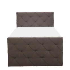 Leen Bakker Boxspring met voetbord Liv geruit - donkerbruin - 120x200 cm - vierkante poot