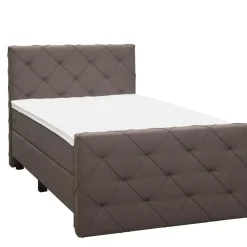 Leen Bakker Boxspring met voetbord Liv geruit - donkerbruin - 120x200 cm - vierkante poot